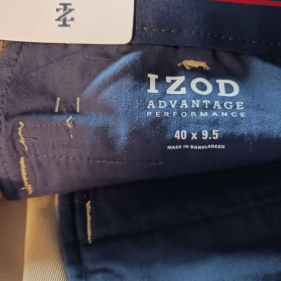 IZOD Sportflex Max Stretch Chino Shorts Mens Size 40 Flat Front Cedarwood Khaki - Picture 9 of 10